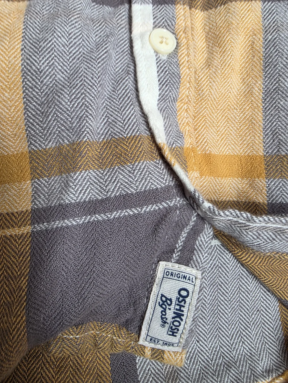 Kids Plaid Button-Up Shirt in Mustard & Gray